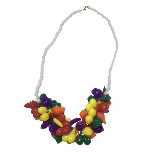 Vintage Jewelry - Vintage plastic colorful fruit beaded necklace